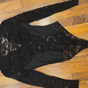 Sexy Black Lace Bodysuit